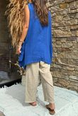 Made in Italy Pia Pillow Cotton Pocketed Dip Side Tank Mediterranean Blue /65 